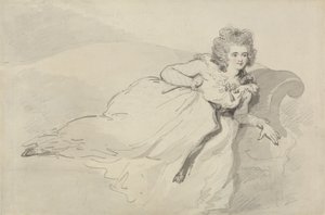 Mrs. Abington, Reclining on a Couch by Thomas Rowlandson